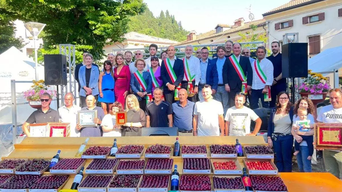 Autorità e premiati sul palco di Tregnago.